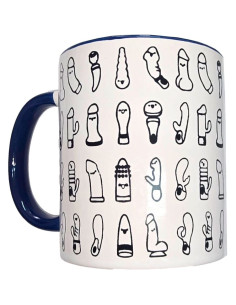 DIABLO PICANTE - WHITE VIBRATORS MUG WITH BLUE HANDLE 370 ML
