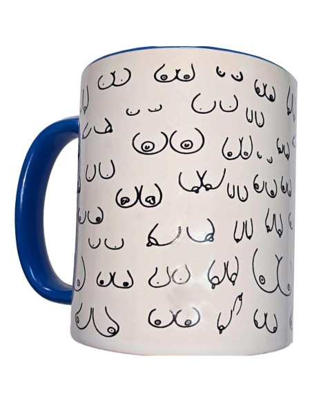 DIABLO PICANTE - WHITE BOOBS MUG WITH BLUE HANDLE 370 ML