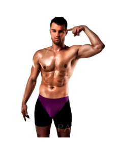 PASSION - BOXER 009 LILAC-BLACK EROTIC LINGERIE S-M