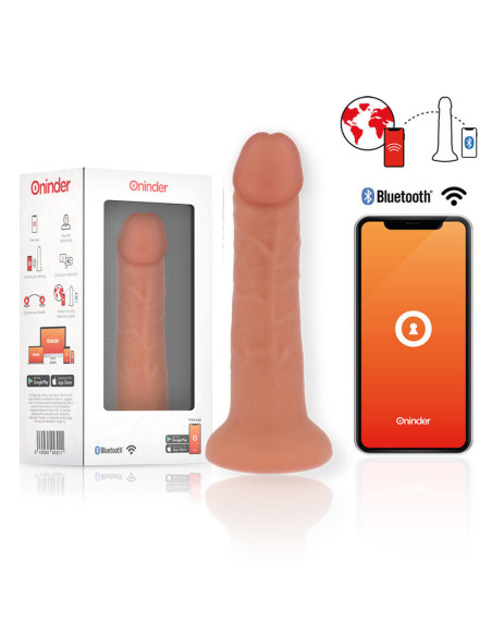 ONINDER - LARGE BOGOTÁ VIBRATOR DILDO 9 SPEEDS NATURAL 22 CM -O- 4.5 CM - FREE APP