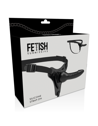 FETISH SUBMISSIVE HARNESS - JUODAS SILIKONINIS REALISTINIS 16 CM