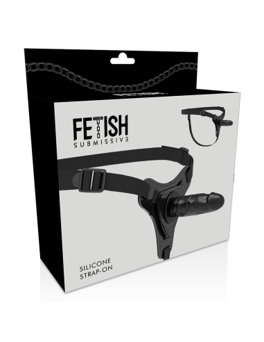 FETISH SUBMISSIVE HARNESS - REALISTIC BLACK SILICONE 15 CM
