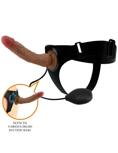 PRETTY LOVE - KYTON UNIVERSAL HARNESS BRIEFS WITH SQUIRTING DILDO 19 CM MULATO