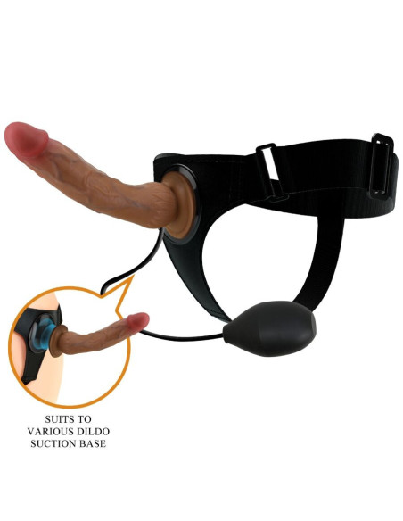 PRETTY LOVE - KYTON UNIVERSAL HARNESS BRIEFS WITH SQUIRTING DILDO 19 CM MULATO