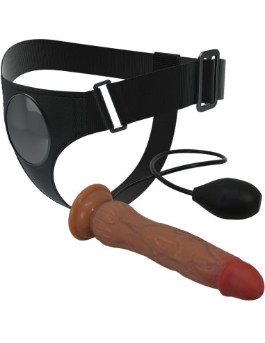 PRETTY LOVE - KYTON UNIVERSAL HARNESS BRIEFS WITH SQUIRTING DILDO 19 CM MULATO