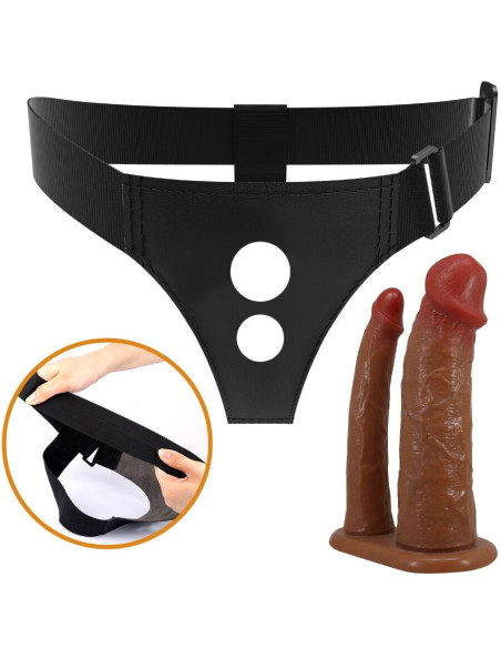 PRETTY LOVE - KEAVEN HARNESS BRIEFS UNIVERSAL and COMFORTABLE DOUBLE DILDO