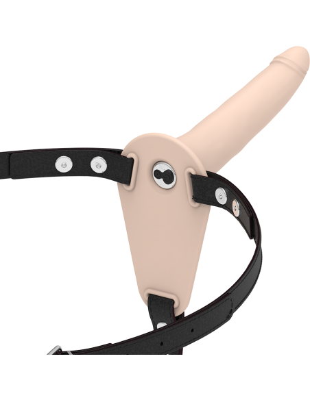 FETISH SUBMISSIVE HARNESS - FLESH SILICONE VIBRATOR 15 CM