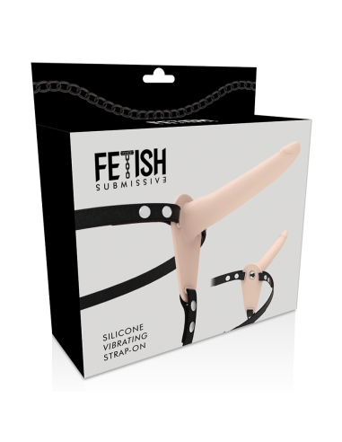 FETISH SUBMISSIVE HARNESS - FLESH SILICONE VIBRATOR 15 CM