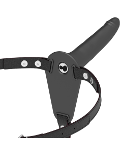 FETISH SUBMISSIVE HARNESS - BLACK SILICONE VIBRATOR 15 CM