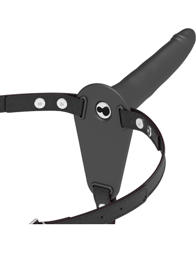 FETISH SUBMISSIVE HARNESS - BLACK SILICONE VIBRATOR 15 CM