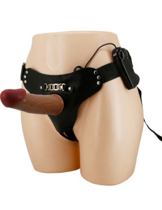 PRETTY LOVE - STARKS HARNESS BRIEFS MULTI-SPEED VIBRATION DILDO 17,5 CM LIGHT BROWN