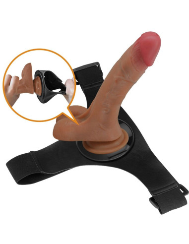 PRETTY LOVE - UNIVERSALŪS KEITIKLIAI SU VIBRUOJANČIU IR ŠVIRKŠTANČIU DILDO 15,5 CM MULATO