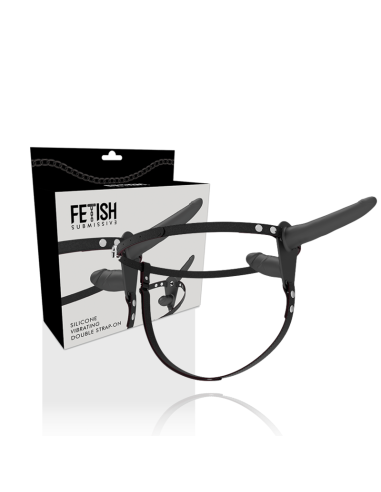 FETISH SUBMISSIVE HARNESS - DVIGUBO ĮSKVERBIMO JUODAS VIBRATORIUS