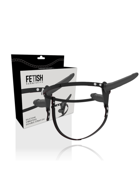 FETISH SUBMISSIVE HARNESS - DVIGUBO ĮSKVERBIMO JUODAS VIBRATORIUS