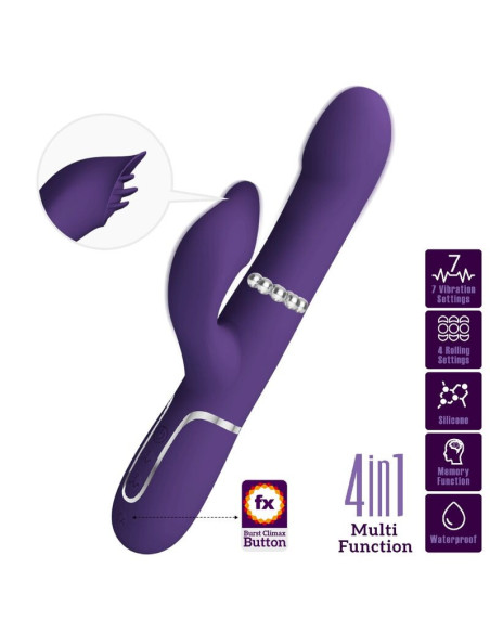 PRETTY LOVE - ZALIN RABBIT VIBRATORIUS PERLAI 4 IN 1 VIOLETINIS