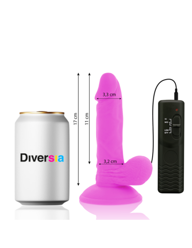 DIVERSIA - LANKSTUS VIBRUOJAMAS DILDO VIOLETINIS 17 CM -O- 3,3 CM