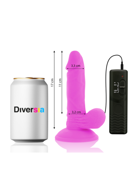 DIVERSIA - LANKSTUS VIBRUOJAMAS DILDO VIOLETINIS 17 CM -O- 3,3 CM