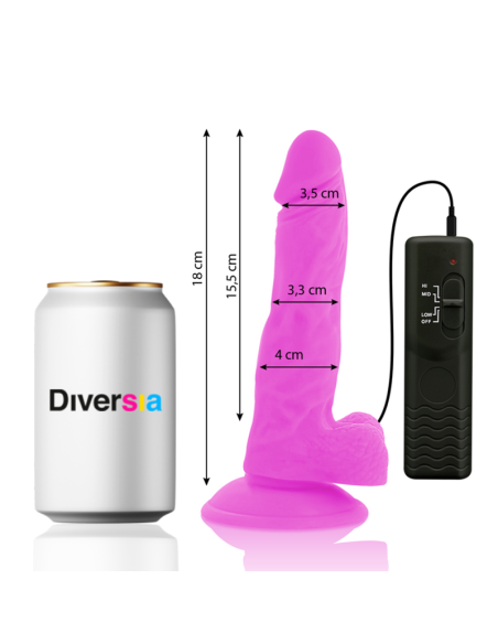 DIVERSIA - LANKSTUS VIBRUOJAMAS DILDO VIOLETINIS 18 CM -O- 4 CM