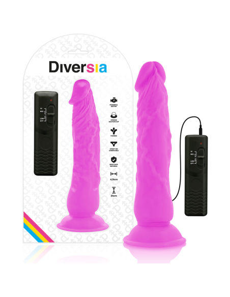 DIVERSIA - LANKSTUS VIBRUOJAMAS DILDO VIOLETINIS 21 CM -O- 4,9 CM