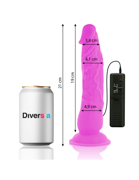 DIVERSIA - LANKSTUS VIBRUOJAMAS DILDO VIOLETINIS 21 CM -O- 4,9 CM