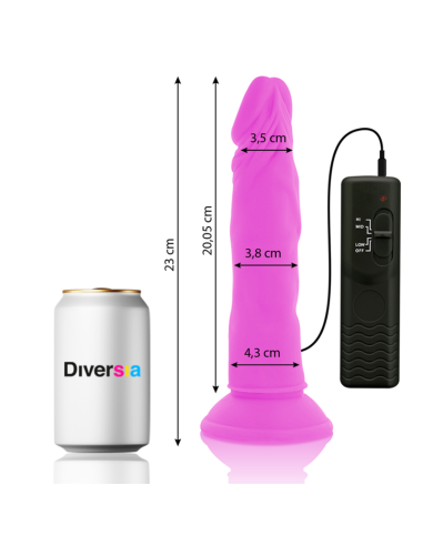 DIVERSIA - LANKSTUS VIBRUOJAMAS DILDO VIOLETINIS 23 CM -O- 4,3 CM