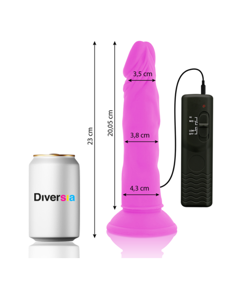 DIVERSIA - LANKSTUS VIBRUOJAMAS DILDO VIOLETINIS 23 CM -O- 4,3 CM