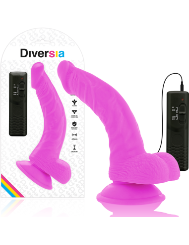 DIVERSIA - FLEXIBLE VIBRATING DILDO PURPLE 21.5 CM -O- 4.5 CM
