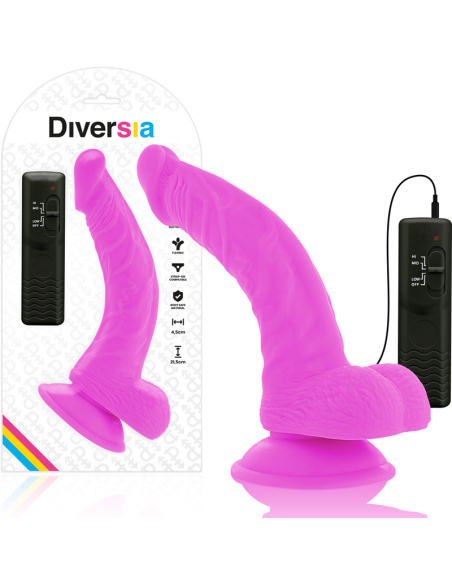 DIVERSIA - LANKSTUS VIBRUOJAMAS DILDO VIOLETINIS 21,5 CM -O- 4,5 CM