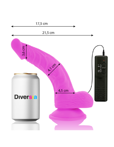 DIVERSIA - LANKSTUS VIBRUOJAMAS DILDO VIOLETINIS 21,5 CM -O- 4,5 CM