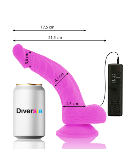 DIVERSIA - FLEXIBLE VIBRATING DILDO PURPLE 21.5 CM -O- 4.5 CM