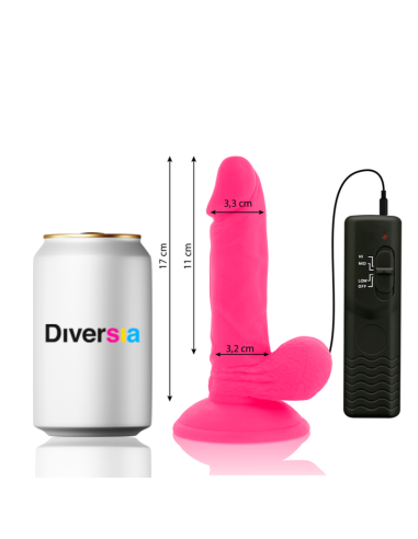 DIVERSIA - LANKSTUS VIBRUOJAMAS DILDO ROŽINIS 17 CM -O- 3,3 CM