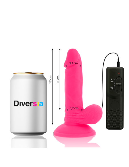 DIVERSIA - LANKSTUS VIBRUOJAMAS DILDO ROŽINIS 17 CM -O- 3,3 CM