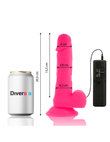 DIVERSIA - LANKSTUS VIBRUOJAMAS DILDO ROŽINIS 20,5 CM -O- 4,2 CM