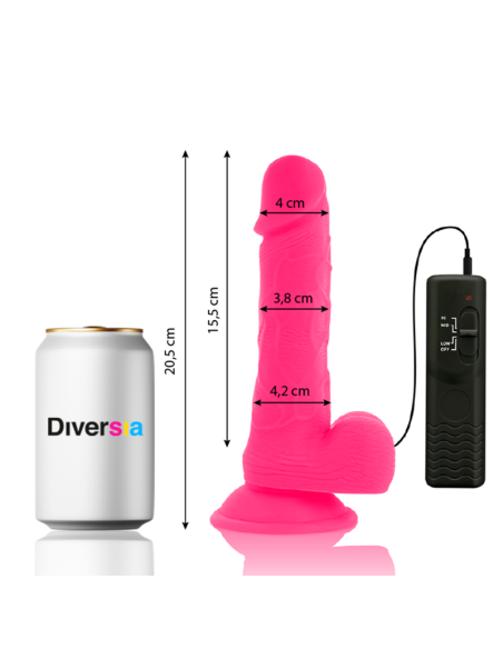 DIVERSIA - FLEXIBLE VIBRATING DILDO PINK 20.5 CM -O- 4.2 CM
