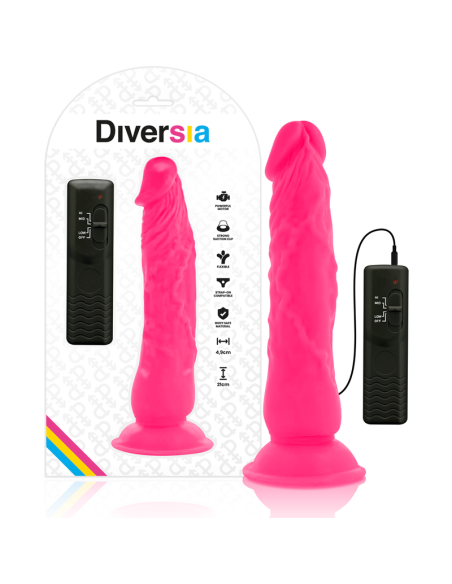 DIVERSIA - FLEXIBLE VIBRATING DILDO PINK 21 CM -O- 4.9 CM