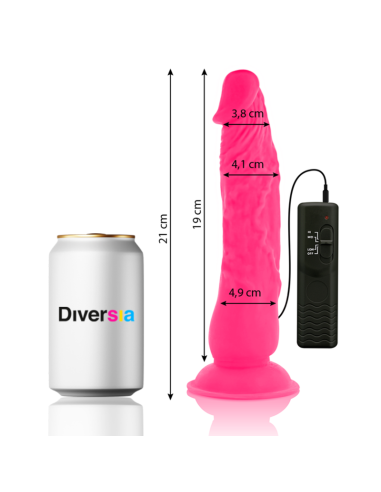 DIVERSIA - FLEXIBLE VIBRATING DILDO PINK 21 CM -O- 4.9 CM