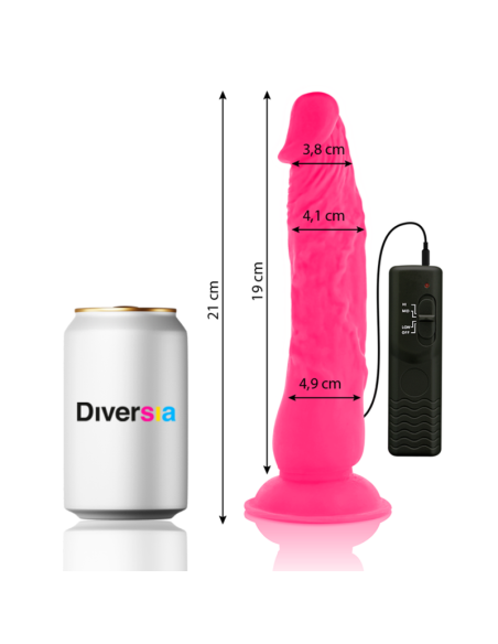 DIVERSIA - FLEXIBLE VIBRATING DILDO PINK 21 CM -O- 4.9 CM