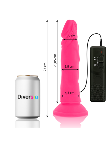 DIVERSIA - LANKSTUS VIBRUOJAMAS DILDO ROŽINIS 23 CM -O- 4,3 CM
