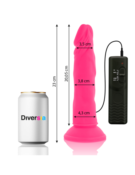DIVERSIA - LANKSTUS VIBRUOJAMAS DILDO ROŽINIS 23 CM -O- 4,3 CM