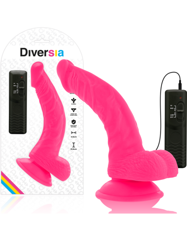 DIVERSIA - LANKSTUS VIBRUOJAMAS DILDO ROŽINIS 21,5 CM -O- 4,5 CM
