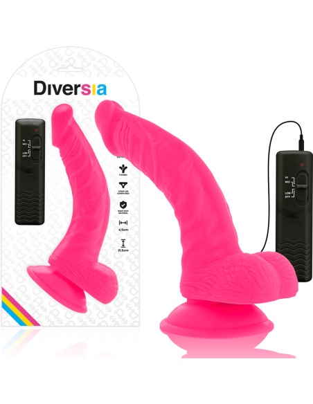 DIVERSIA - FLEXIBLE VIBRATING DILDO PINK 21.5 CM -O- 4.5 CM