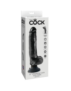 KING COCK - 23 CM VIBRUOJAMAS PADAŽAS SU KIUKULIAIS, JUODAS 2