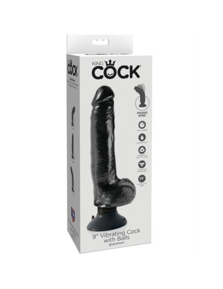 KING COCK - 23 CM VIBRATING COCK WITH BALLS BLACK