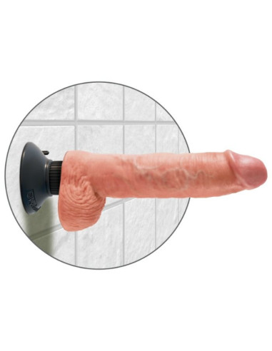 KING COCK - 25.5 CM VIBRATING COCK WITH BALLS FLESH