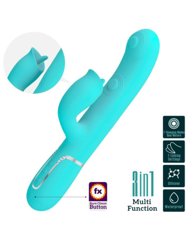 PRETTY LOVE - RABBIT VIBRATOR WITH LICKING AQUA GREEN