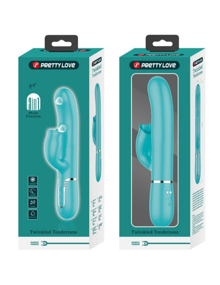 PRETTY LOVE - RABBIT VIBRATOR WITH LICKING AQUA GREEN