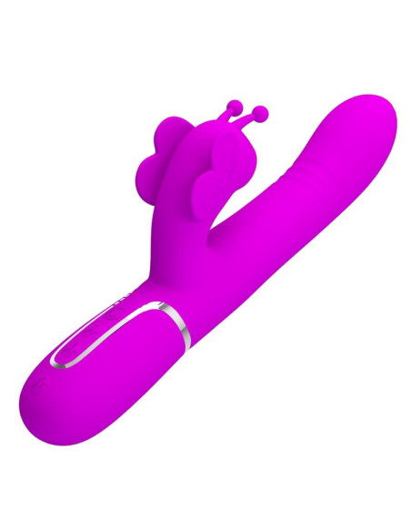 PRETTY LOVE - MULTIFUNCTION RABBIT VIBRATOR 4 IN 1 BUTTERFLY FUCHSIA