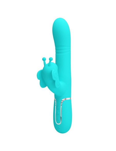 PRETTY LOVE - MULTIFUNCTION RABBIT VIBRATOR 4 IN 1 BUTTERFLY AQUA GREEN