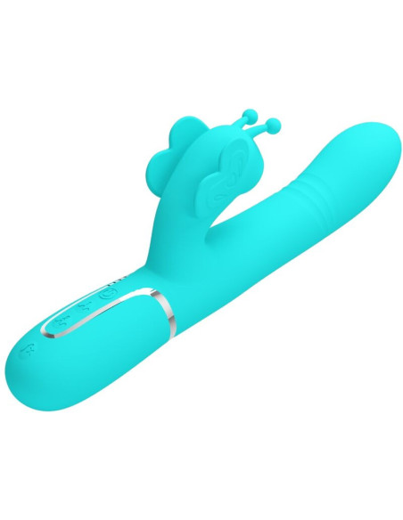 PRETTY LOVE - MULTIFUNCTION RABBIT VIBRATOR 4 IN 1 BUTTERFLY AQUA GREEN