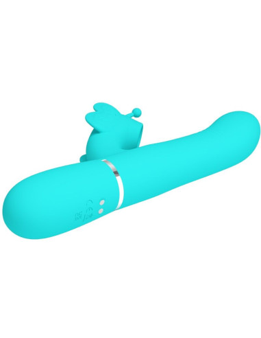 PRETTY LOVE - MULTIFUNCTION RABBIT VIBRATOR 4 IN 1 BUTTERFLY AQUA GREEN